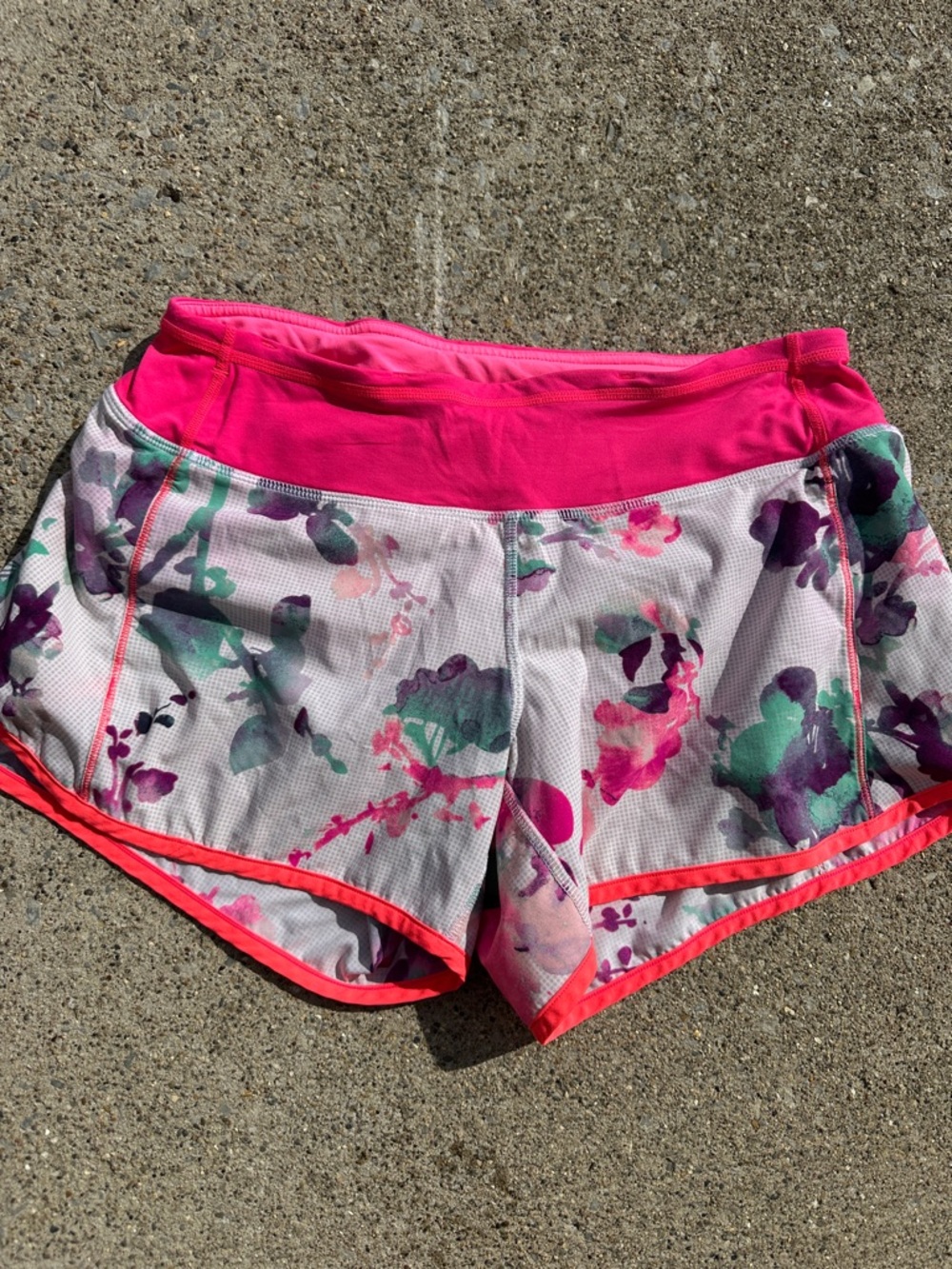 lululemon athletica Pink Floral Waistband Athletic Shorts